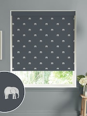 Sophie Allport Deep Navy Blue Elephant Made To Measure Roller Blind - Image 1 of 4