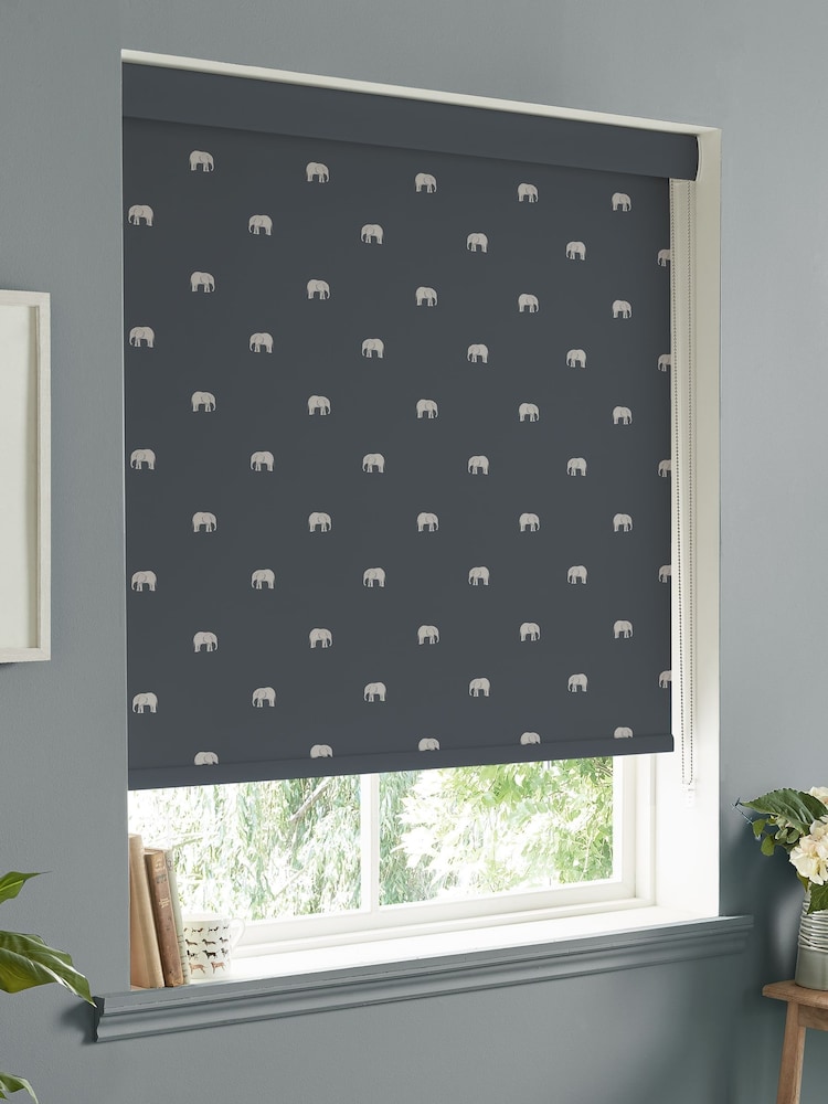 Sophie Allport Deep Navy Blue Elephant Made To Measure Roller Blind - Image 2 of 4