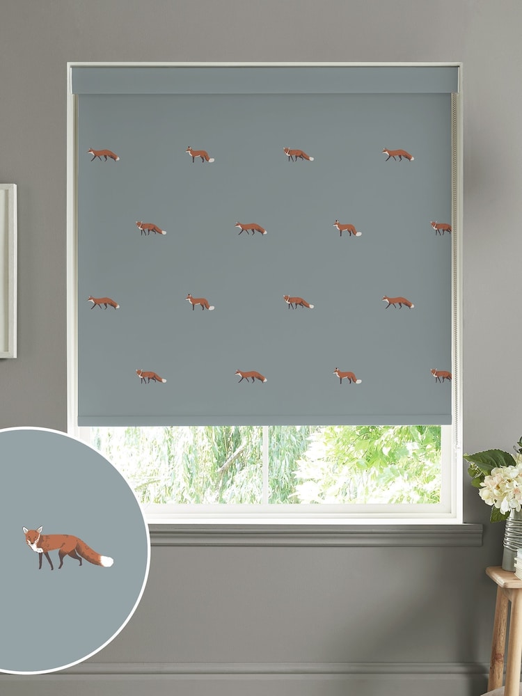 Sophie Allport Teal Blue Foxes Made To Measure Roller Blind - Image 1 of 4