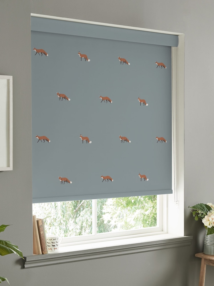 Sophie Allport Teal Blue Foxes Made To Measure Roller Blind - Image 2 of 4