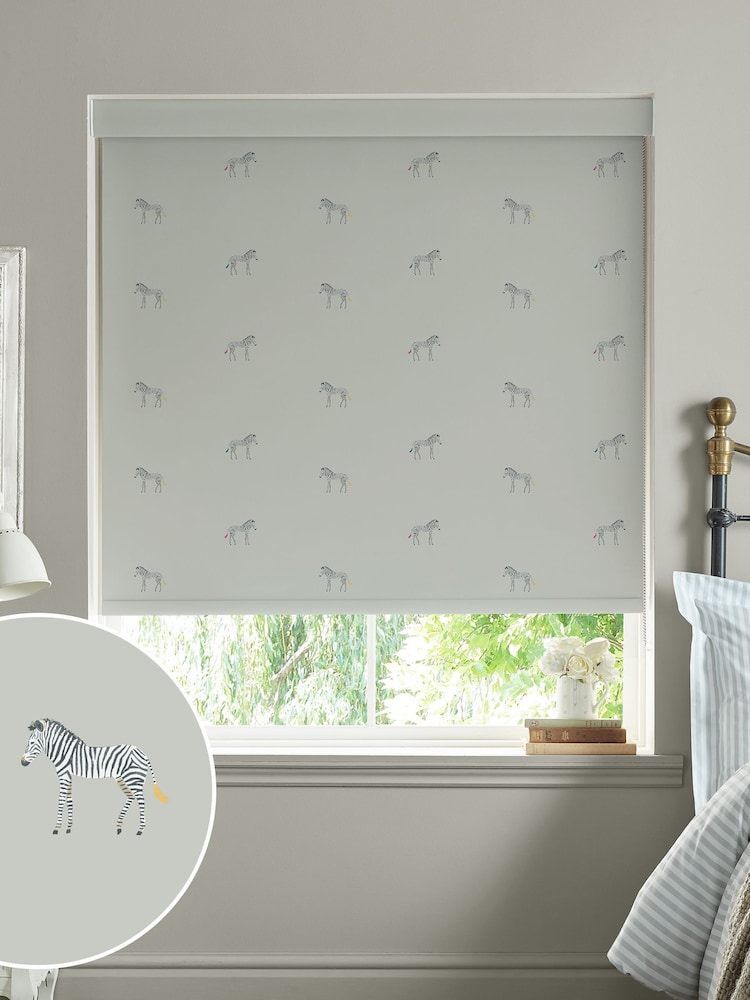 Sophie Allport Soft Grey Blue Zebra Made To Measure Roller Blind - Image 1 of 4