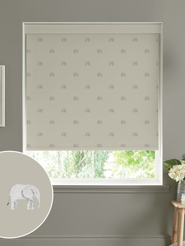 Sophie Allport Linen Natural Elephant Made To Measure Roller Blind - Image 1 of 4