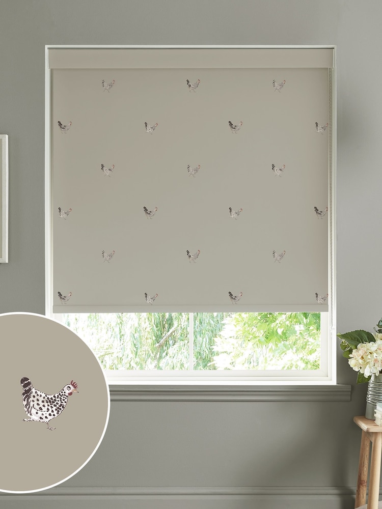 Sophie Allport Soft Linen Natural Chicken Made To Measure Roller Blind - Image 1 of 4
