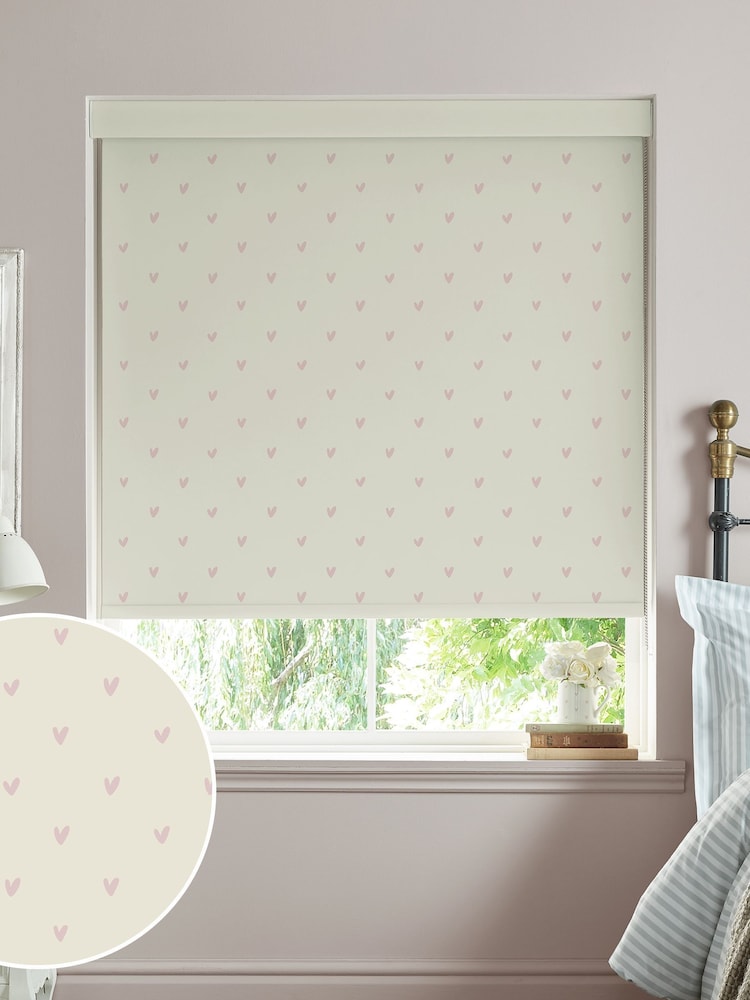 Sophie Allport Natural/Blush Pink Hearts Made To Measure Roller Blind - Image 1 of 3