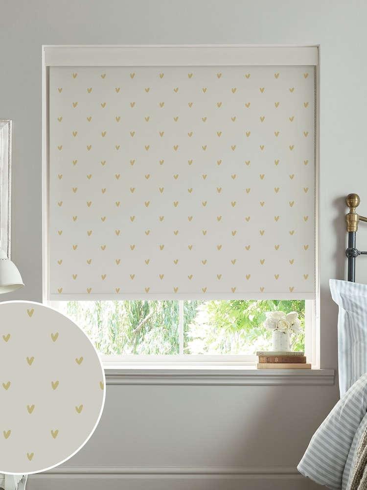 Sophie Allport Soft Mustard Yellow Hearts Made To Measure Roller Blind - Image 1 of 4