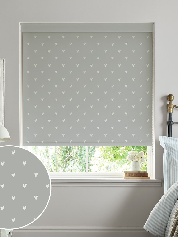 Sophie Allport Grey Hearts Made To Measure Roller Blind - Image 1 of 4