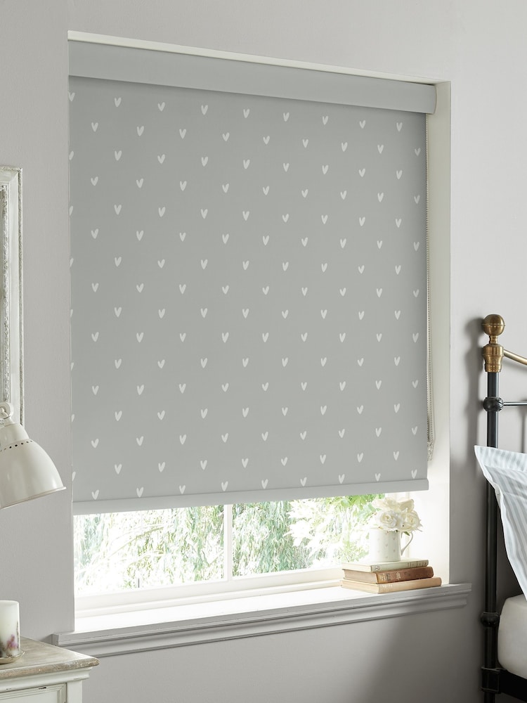 Sophie Allport Grey Hearts Made To Measure Roller Blind - Image 2 of 4