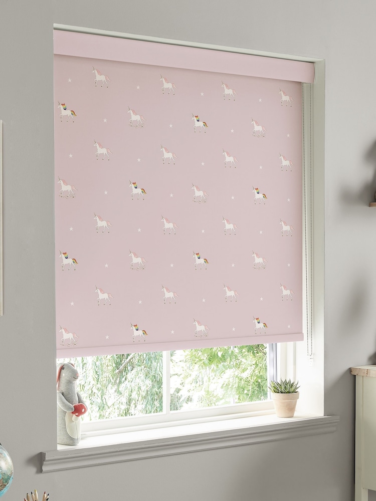 Sophie Allport Soft Pink Kids Unicorn Made To Measure Roller Blind - Image 2 of 4