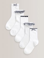 Navy 5 Pack Cotton Rich Gingham Ankle School Socks - Image 1 of 6
