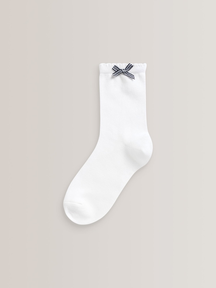 Navy 5 Pack Cotton Rich Gingham Ankle School Socks - Image 2 of 6