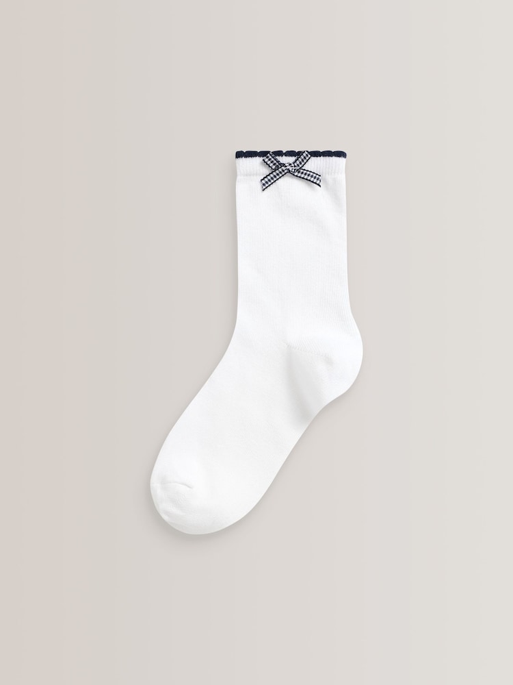 marine - 5 Chaussettes d’école de vichy en coton Lot - Image 3 of 6