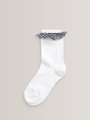 Navy 5 Pack Cotton Rich Gingham Ankle School Socks - Image 4 of 6