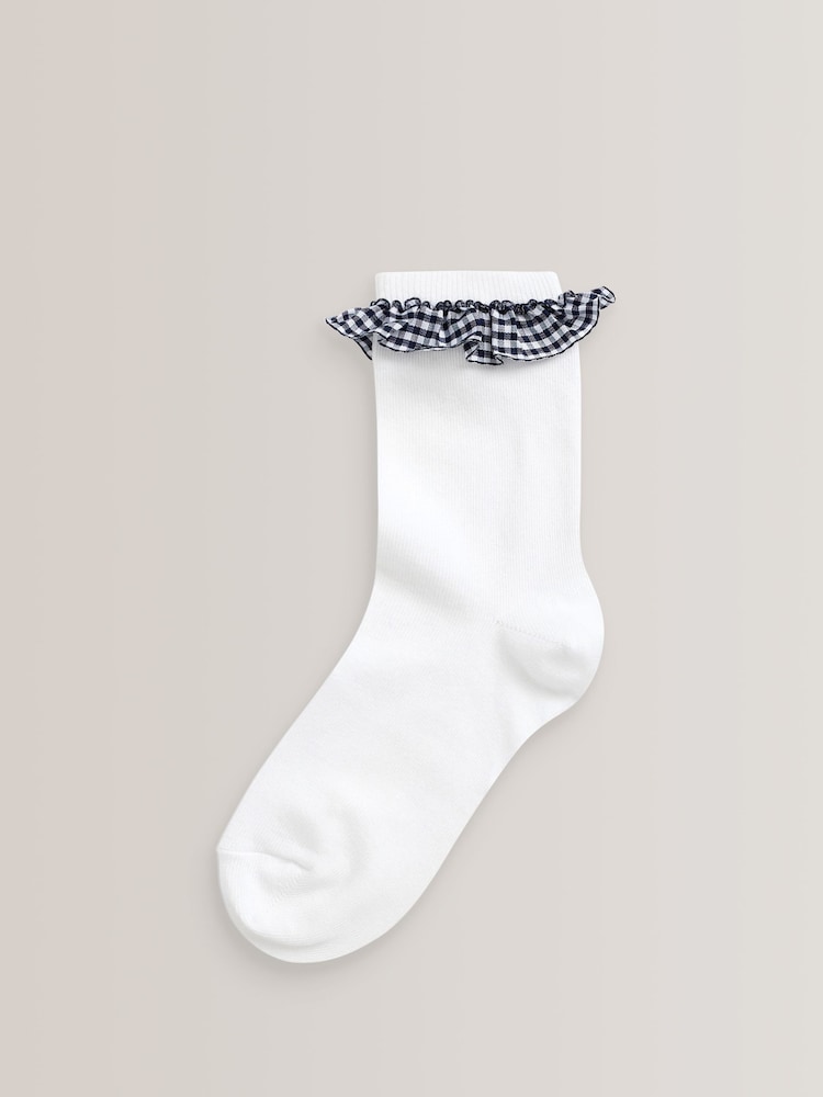marine - 5 Chaussettes d’école de vichy en coton Lot - Image 4 of 6