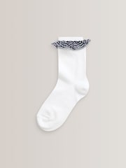 Navy 5 Pack Cotton Rich Gingham Ankle School Socks - Image 6 of 6