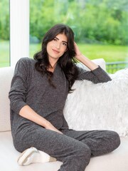 LLatteLove Charcoal Grey Mix Brushed Hacci Onesie Jumpsuit - Image 2 of 7