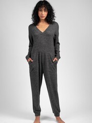 LLatteLove Charcoal Grey Mix Brushed Hacci Onesie Jumpsuit - Image 5 of 7