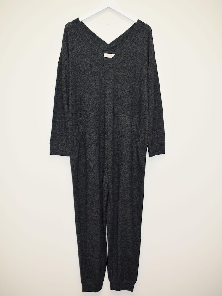 LLatteLove Charcoal Grey Mix Brushed Hacci Onesie Jumpsuit - Image 7 of 7