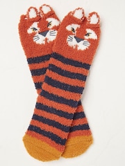 FatFace Orange Boys Tiger Fluffy Socks - Image 1 of 1