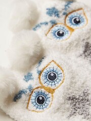 FatFace Natural Girls Owl Fluffy Socks - Image 2 of 2