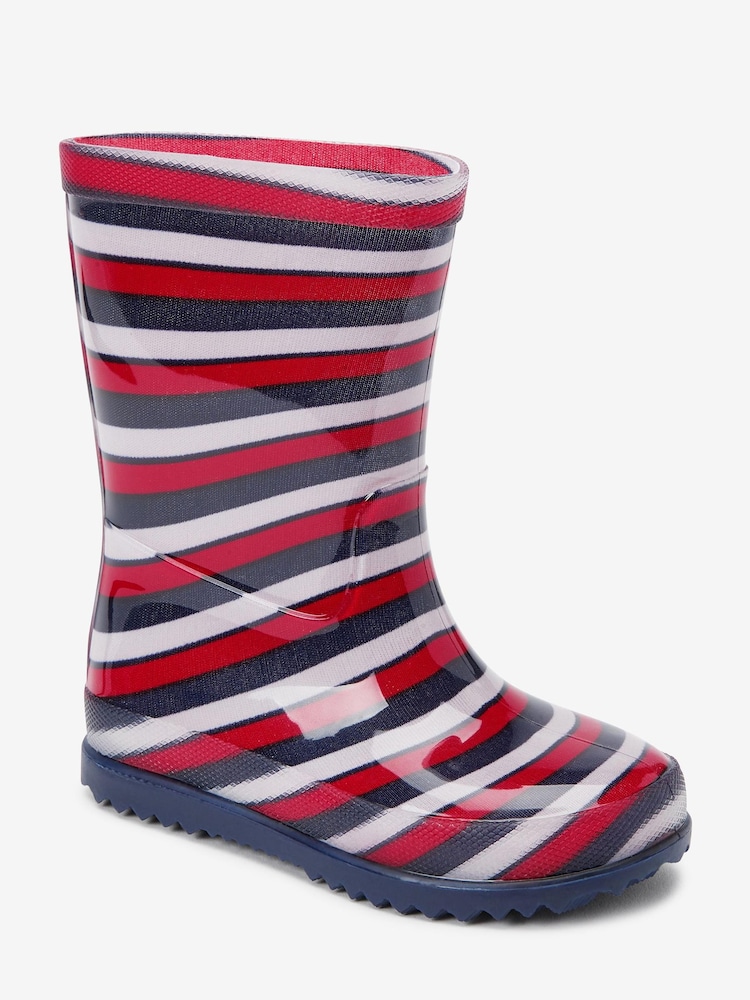 Red/Navy Blue/White Stripe Wellies - Image 2 of 3