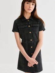 Schwarz - Figurbetontes Denimkleid (3 bis 16 jahre) - Bild 1 von 6