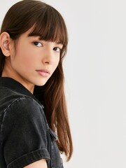 Schwarz - Figurbetontes Denimkleid (3 bis 16 jahre) - Bild 3 von 6