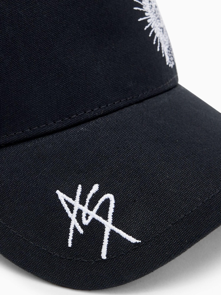 AllSaints Black Ventra Embroidered 100% Cotton Cap - Image 4 of 4 AllSaints Black Ventra Embroidered 100% Cotton Cap - Image 4 of 4