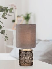 Searchlight Grey Moolli Smoked Glass Table Lamp - Image 1 of 3