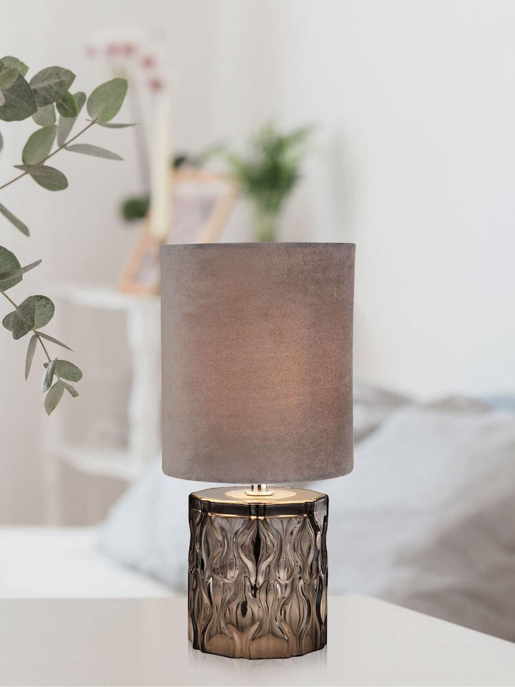 Searchlight Grey Moolli Smoked Glass Table Lamp - Image 1 of 3