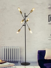 Searchlight Ingles Black 6 Light Floor Lamp - Image 1 of 3