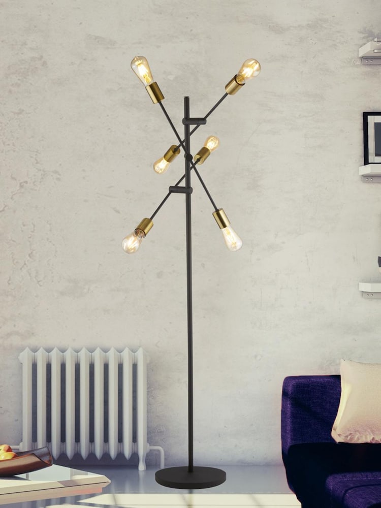 Searchlight Ingles Black 6 Light Floor Lamp - Image 1 of 3