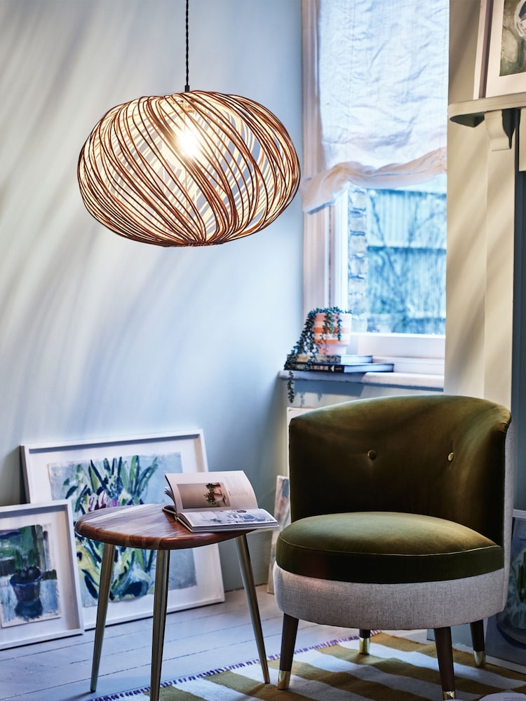 Oliver Bonas Natural Espiral Rattan Pendant Shade - Image 1 of 6
