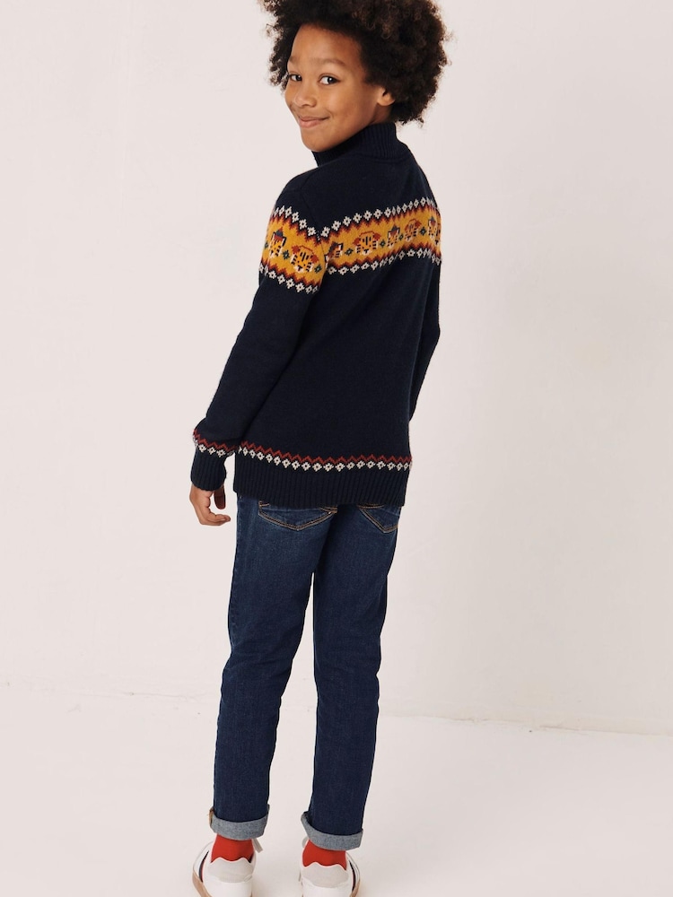 FatFace Blue Tiger Fairisle Knit Jumper - Image 2 of 4