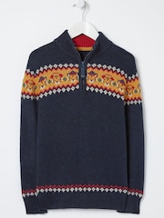 FatFace Blue Tiger Fairisle Knit Jumper - Image 4 of 4