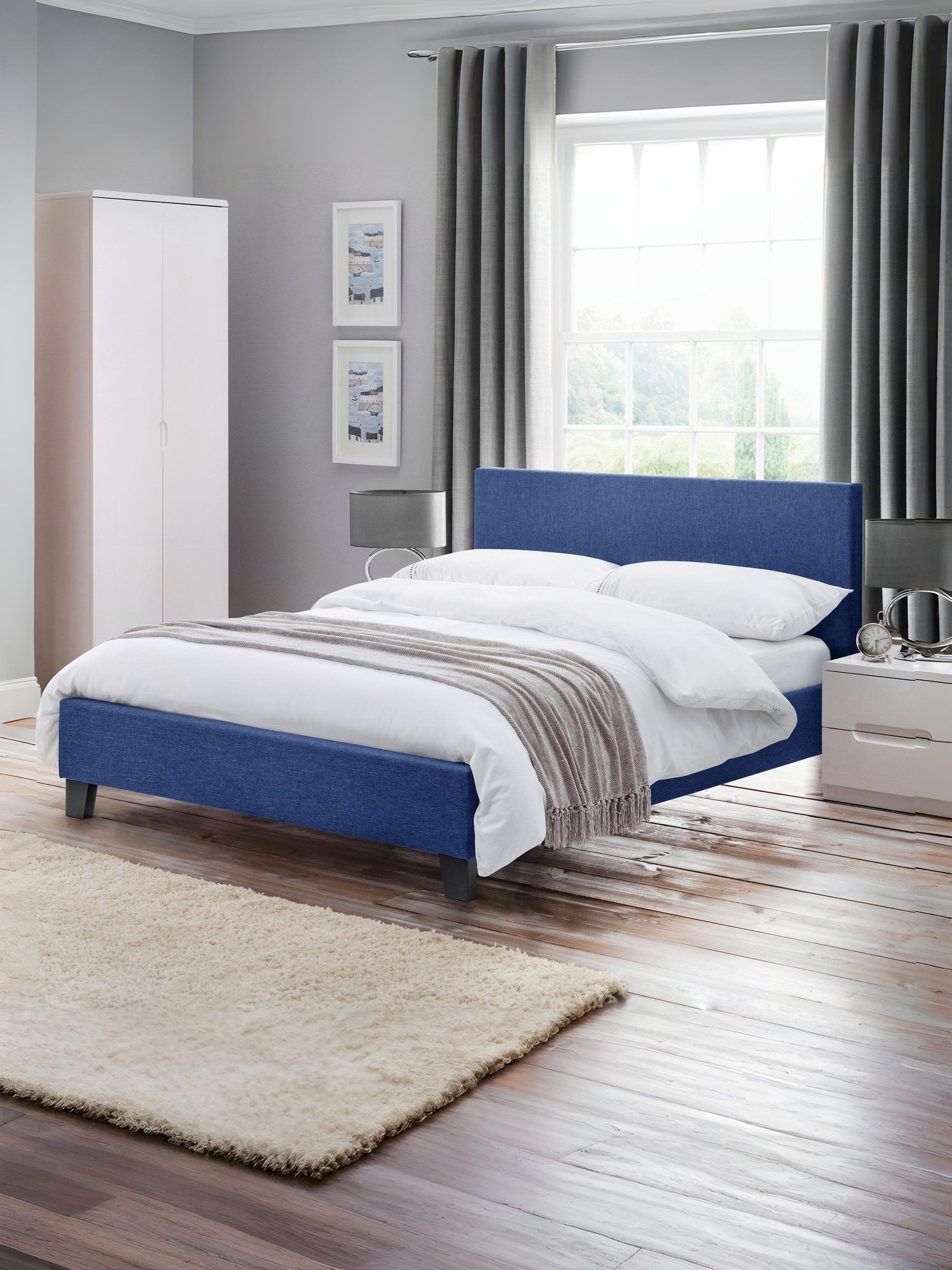Julian Bowen Unisex Blue Rialto Upholstered Bed In | : King - Image 5