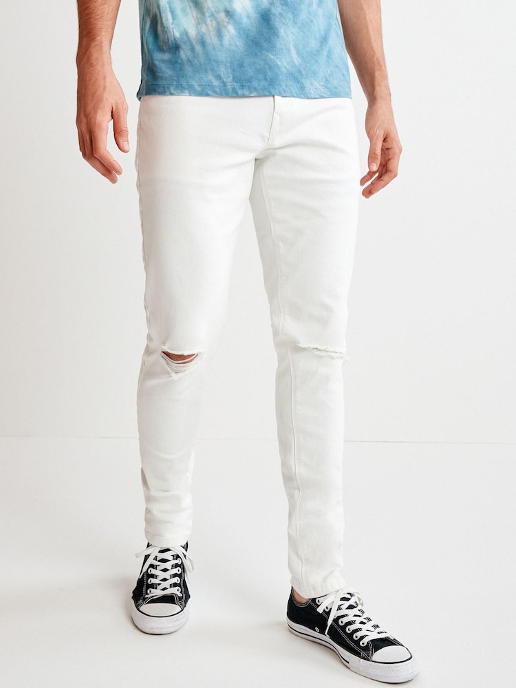 White Skinny Fit Ripped Jeans - Image 1 of 4