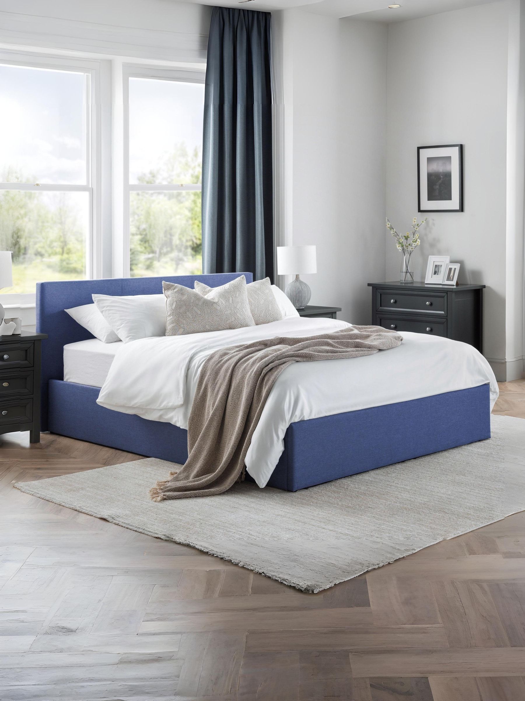 Rialto Ottoman Storage 135cm Double Bed - Dark Blue - Julian Bowen | TJ Hughes - Image 6