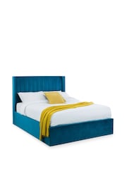 Julian Bowen Blue Langham Scalloped Headboard Storage Bed - Image 2 of 4