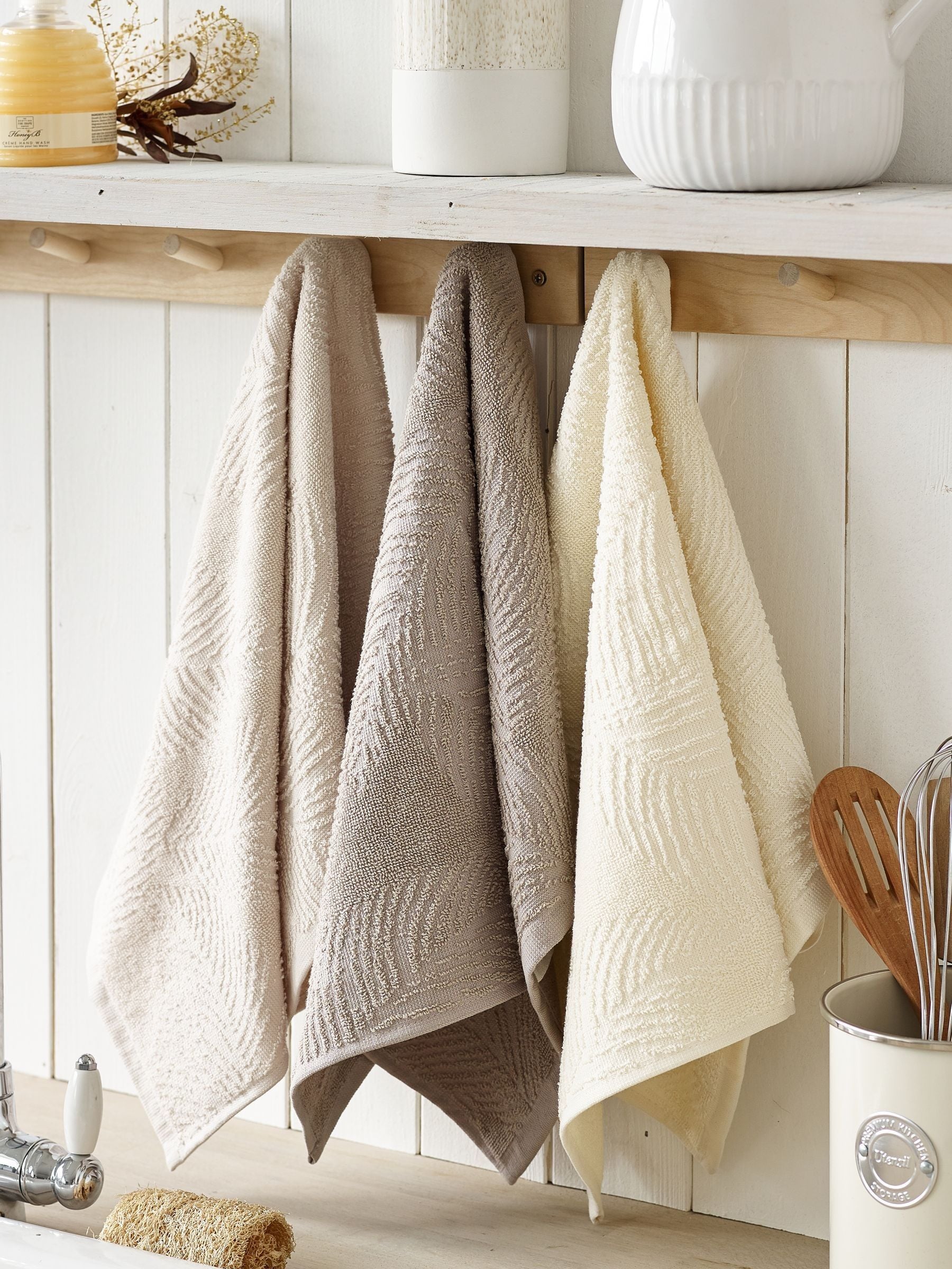 Buy Natural 1 Terry 100 Cotton Set of 3 Tea Towels from Next Luxembourg