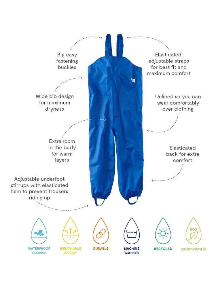 Muddy Puddles Blue Originals Waterproof Dungarees - Image 3 of 3