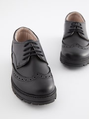 Black Standard Fit (F) School Leather Brogue Shoes - Image 4 of 6