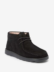 Schwarzes Wildleder - Schulstiefel zum Schnüren - Bild 2 von 4