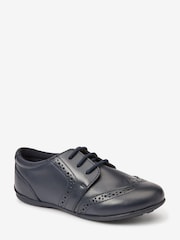 Navy Blue Standard Fit (F) School Leather Lace-Up Brogues - Image 2 of 4