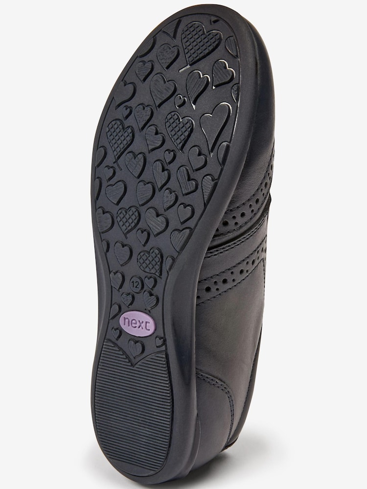 Navy Blue Standard Fit (F) School Leather Lace-Up Brogues - Image 4 of 4