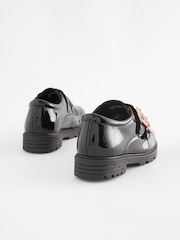 Black Leather Rose Gold Touch Fastening Buckle School Shoes - Image 4 of 5