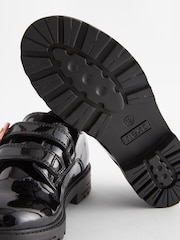 Black Leather Rose Gold Touch Fastening Buckle School Shoes - Image 5 of 5