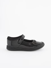 Black Butterfly Detail Standard Fit (F) Junior Leather School Mary Jane Shoes - Image 6 of 9