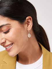 Gold Tone Vintage Pearl And Sparkle Drop Earrings - Image 2 of 3