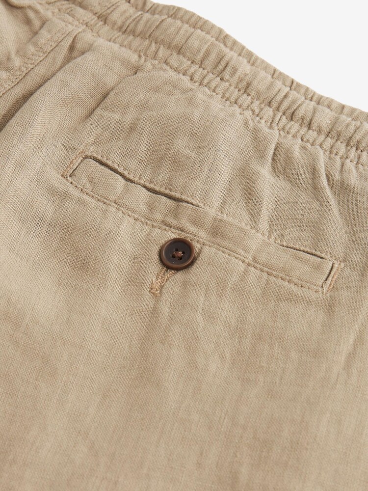 Stone Natural 100% Linen Elasticated Waist Trousers - Image 11 of 12