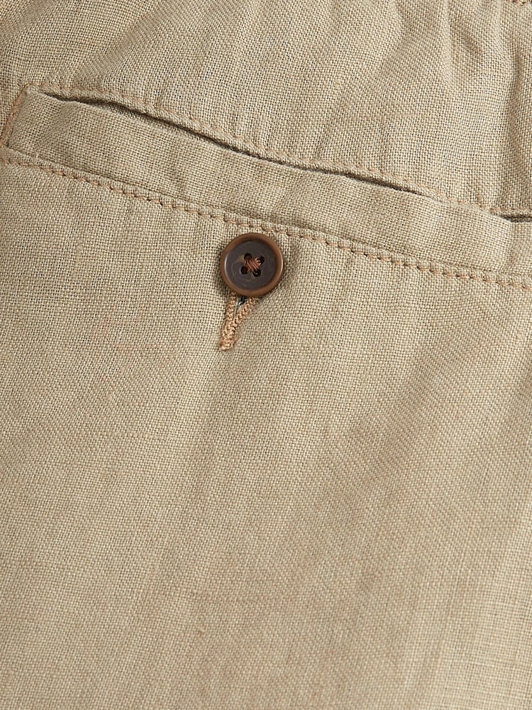 Stone Natural 100% Linen Elasticated Waist Trousers - Image 9 of 12